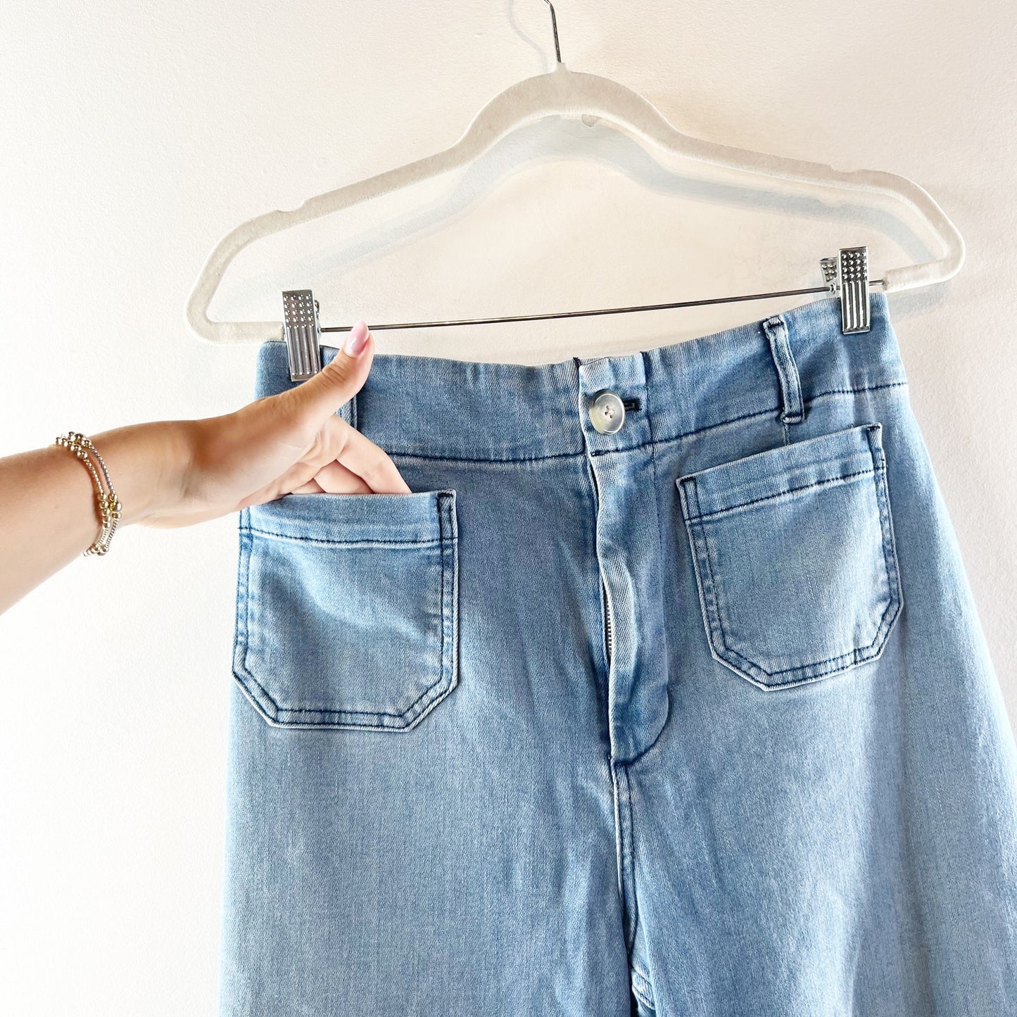 Pilcro and The Letterpress High Rise Skipper Cropped Wide Leg Jeans Blue 30