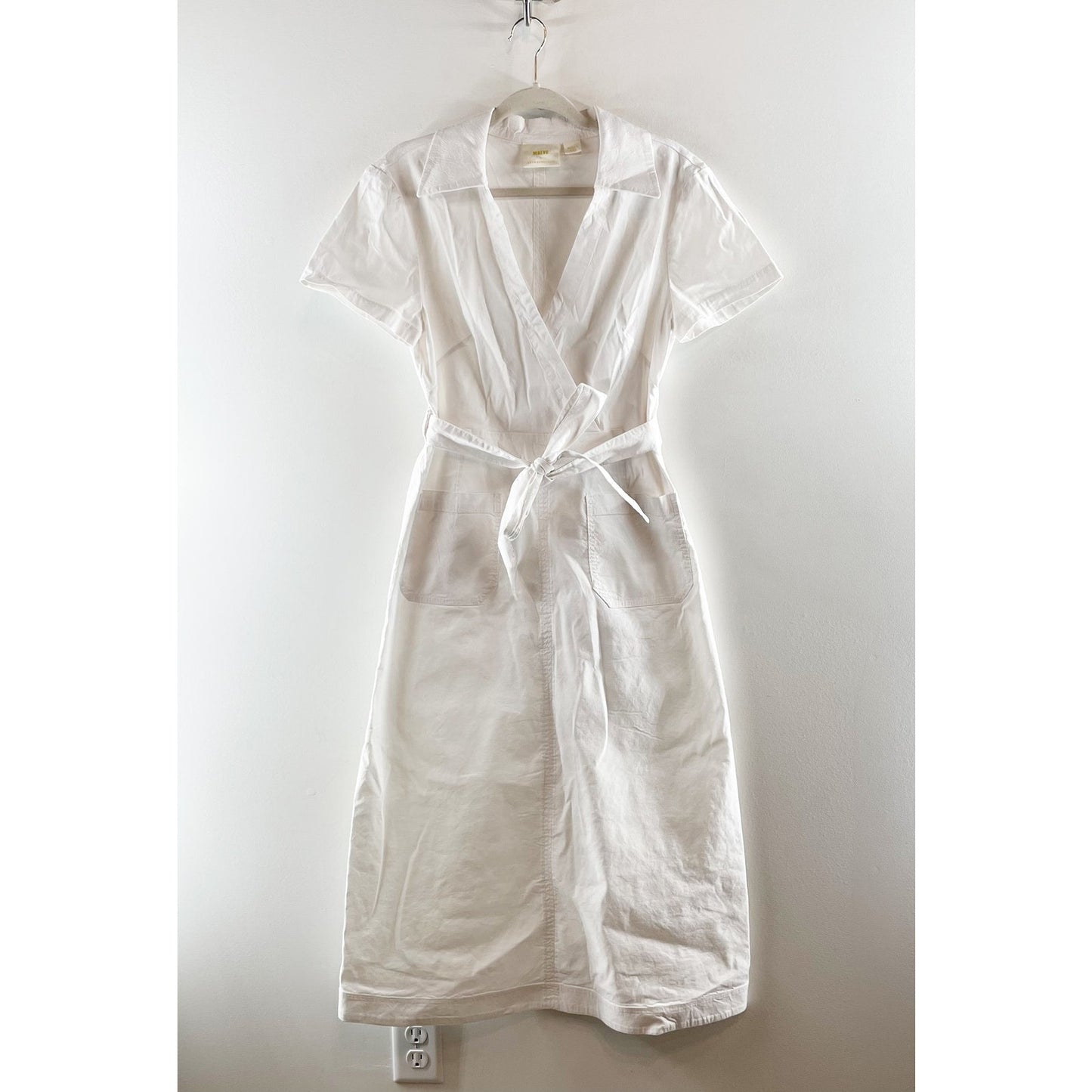 Maeve by Anthropologie The Colette Short Sleeve Wrap Midi Dress White Medium