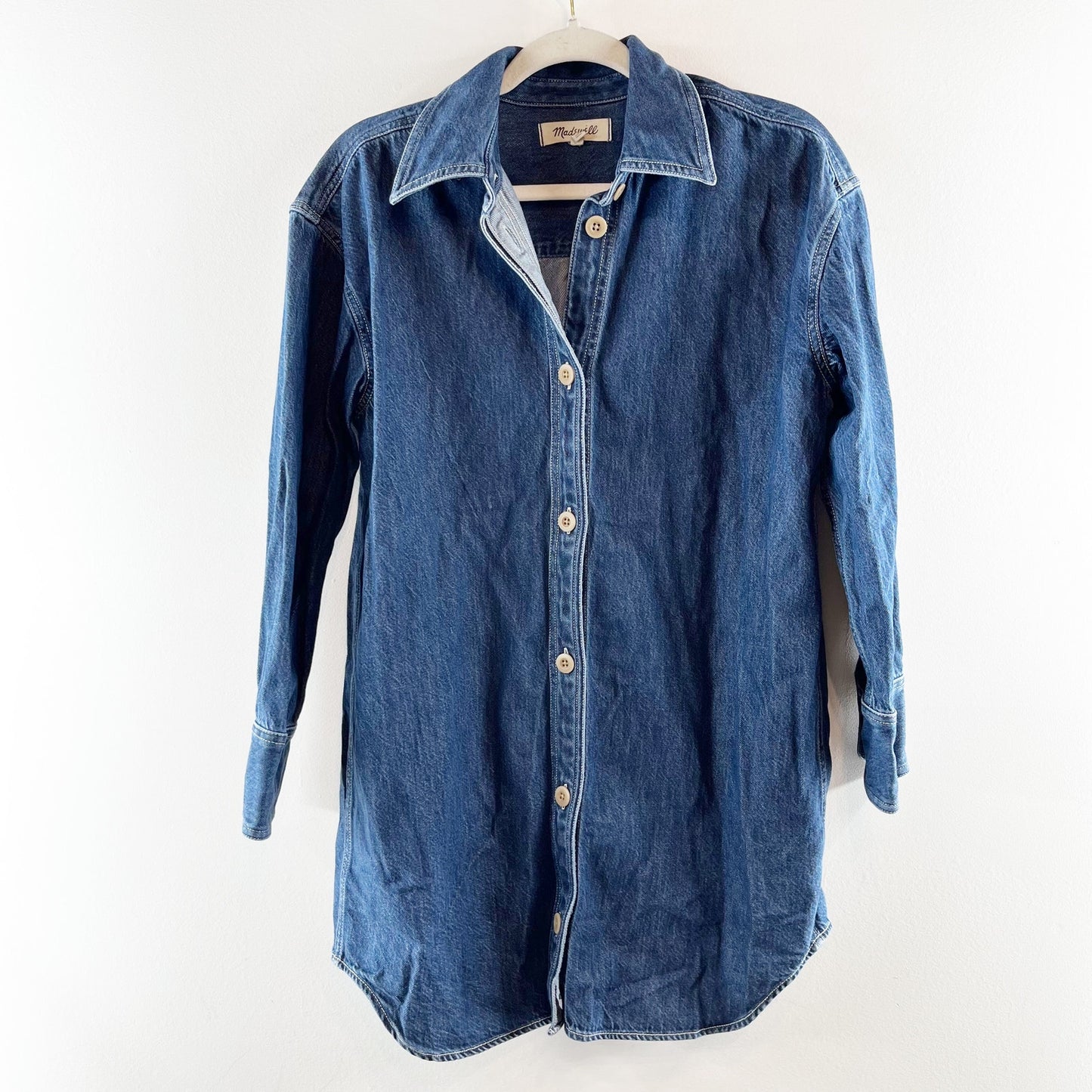 Madewell Denim Long Sleeve Mini Shirtdress Blue Small