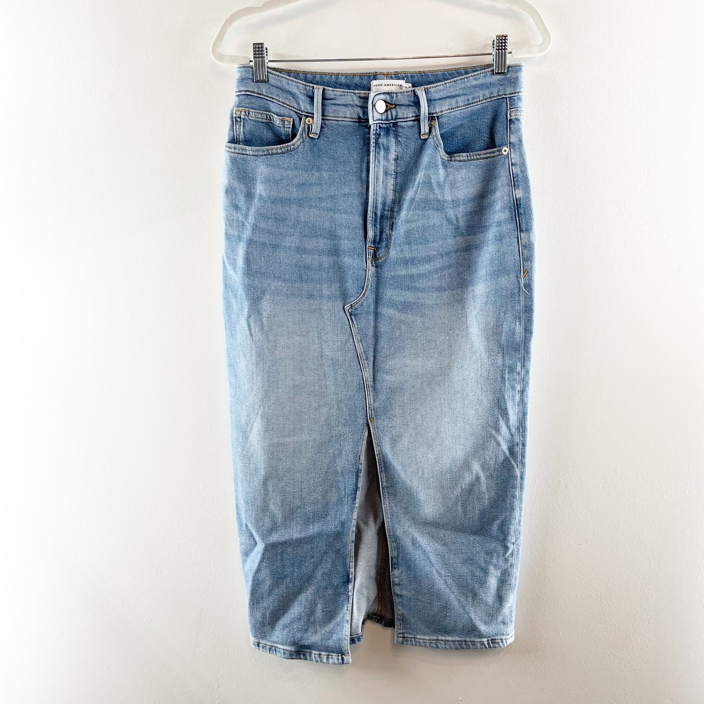 Good American High Rise Slit Front Denim Mini Skirt Blue 30 / 10