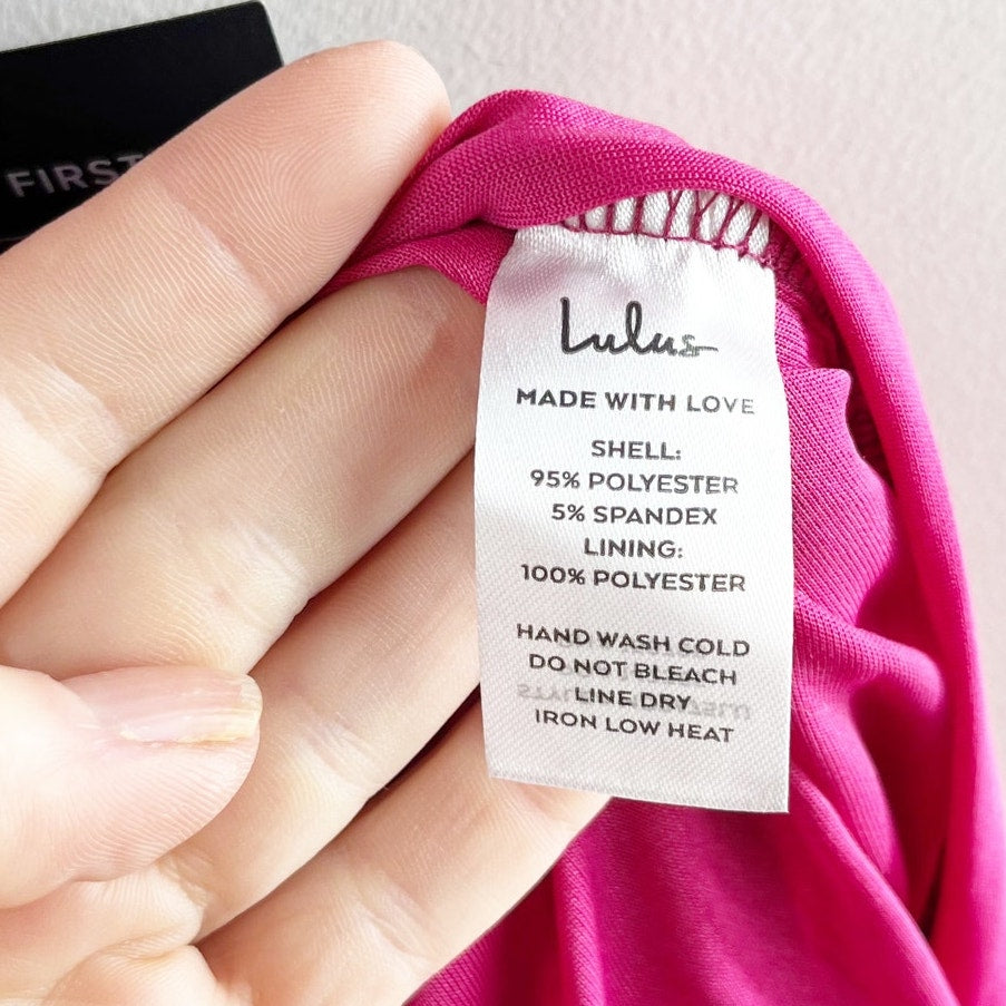 Lulus Such A Serve Ruched Strappy Bodycon Midi Dress Magenta Pink XS