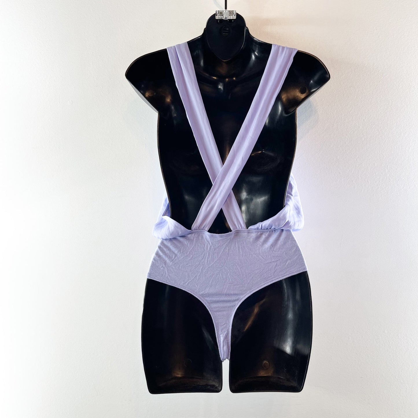 Free People Zuri X Back Plunge V Neck Bodysuit Purple XS