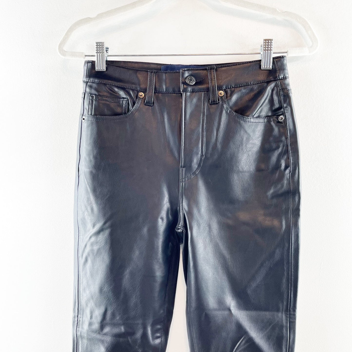 Veronica Beard High Rise Carly Kick Flare Vegan Leather Pants Black 26