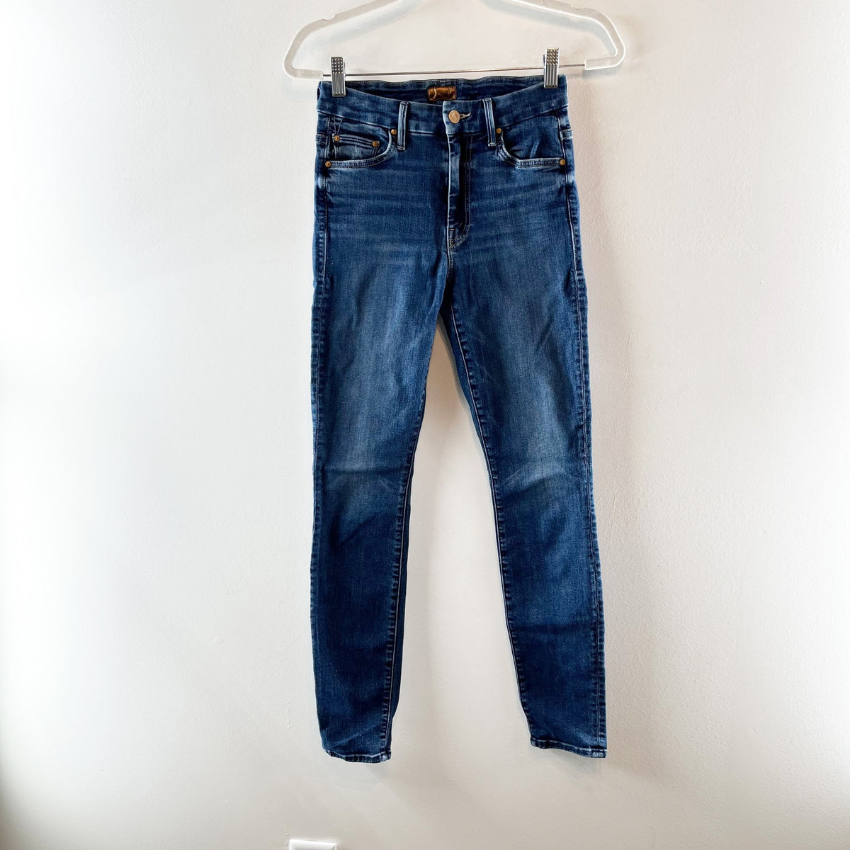 Mother High Waisted Looker Jeans Teaming Up Dark Wash Blue 25