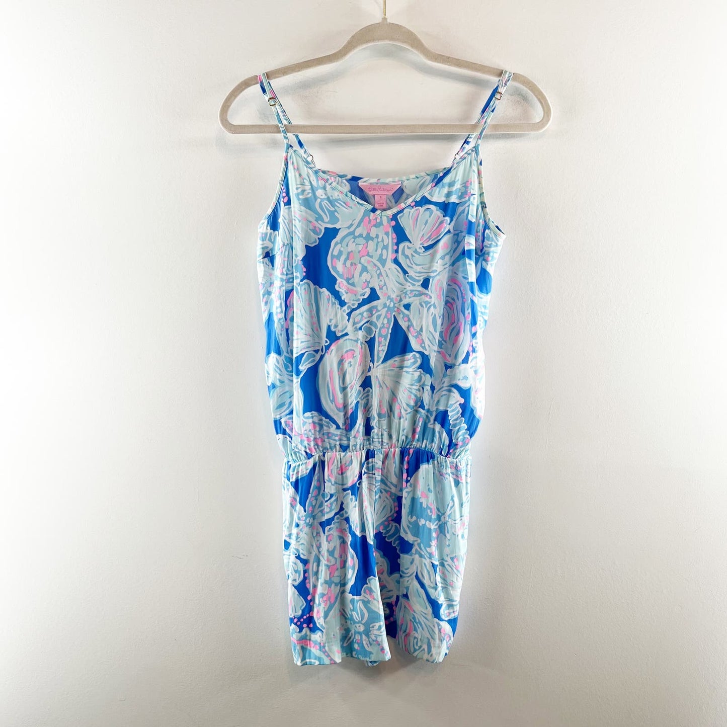 Lilly Pulitzer Deanna Tank Top Shorts Romper Bay Blue Into the Deep Small