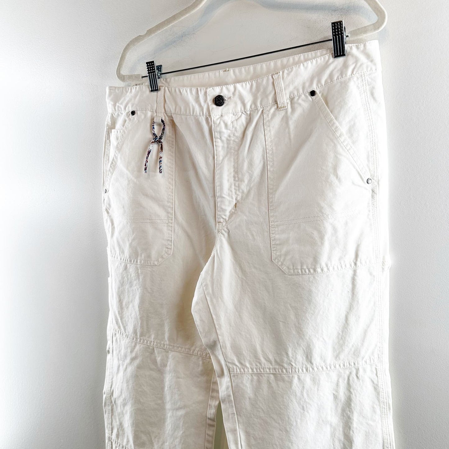 Sundance Parker Carpenter Wide Leg Cotton Pants White 14