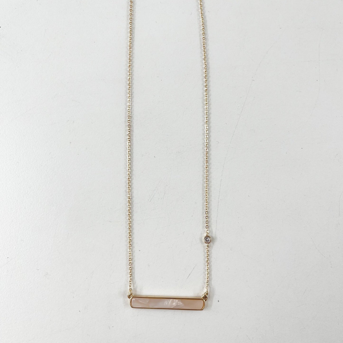 LOFT Mother Of Pearl Long Bar Necklace Gold