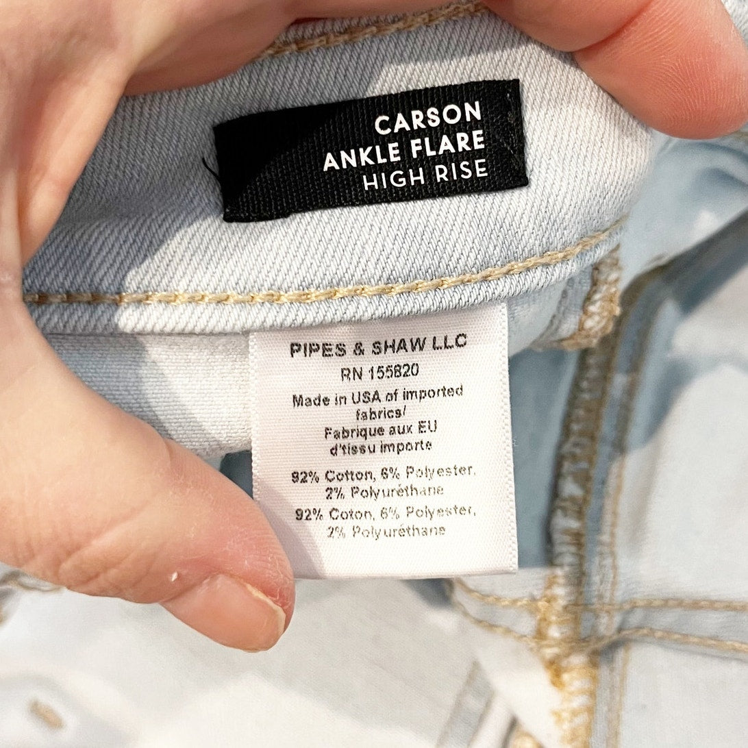 Veronica Beard Carson High Rise Ankle Flare Jeans Light Aspen Wash Blue 27