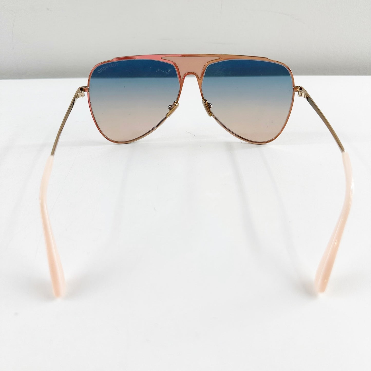 Tom Ford Metal Resin Ethan Pilot Aviator Sunglasses Pink Ombre Gradient