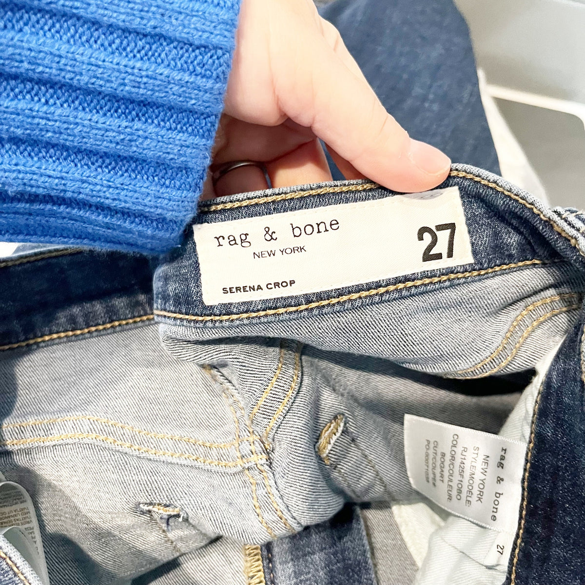 Rag & Bone Serena Crop High Rise Wide Leg Jeans Blue 27 / 4