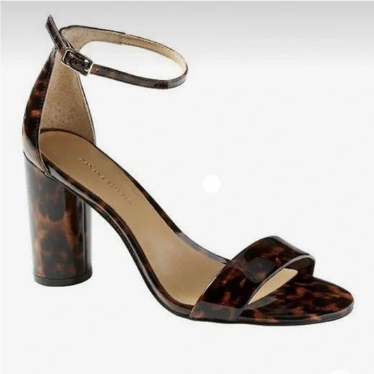 Banana Republic Tortoise Shell Patent Leather Round Heel Brown 8