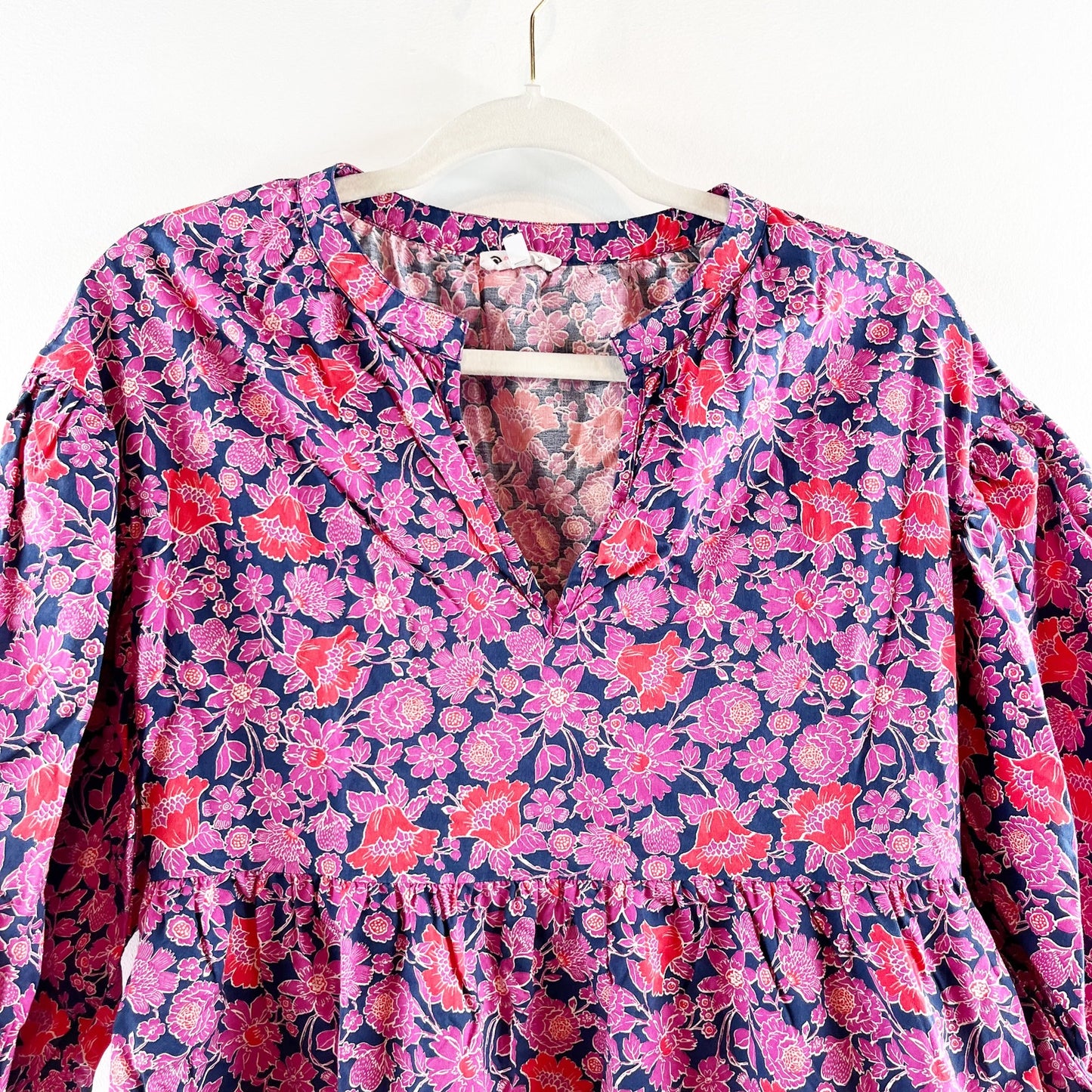 Sundry Evereve All Day Puff Sleeve Floral Mini Cotton Dress Purple XS