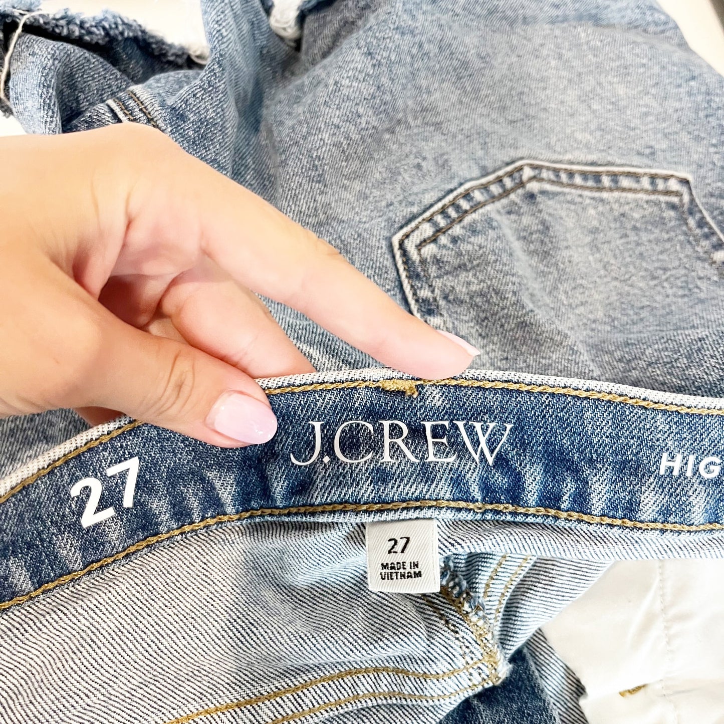 J. Crew High Rise Cutoff Jean Denim Frayed Hem Shorts Blue 27