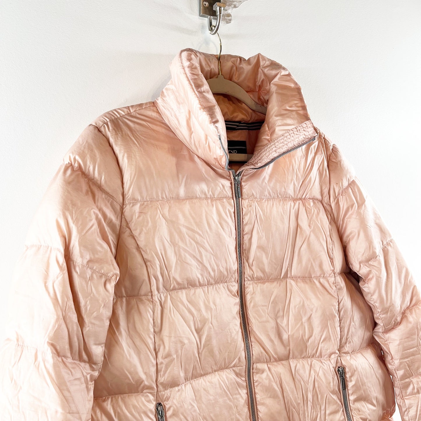 Lands' End Sheen Quilted Mid Length Big Puffer 90% Down Jacket Pink Large