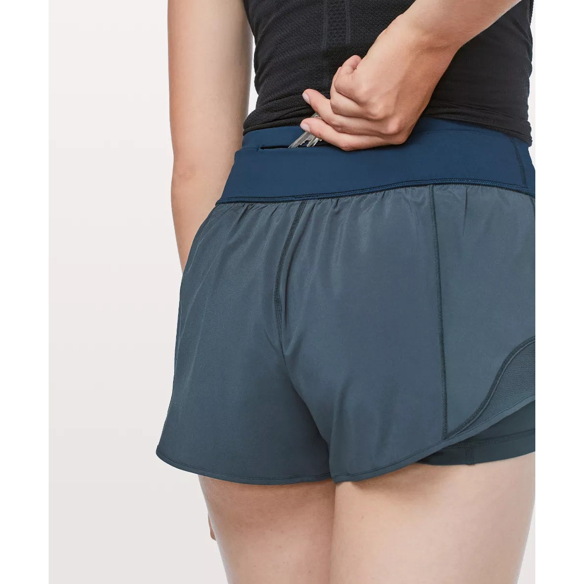 Lululemon Athletica Hotty Hot Two-in-One Running Short Teal Green Blue 6