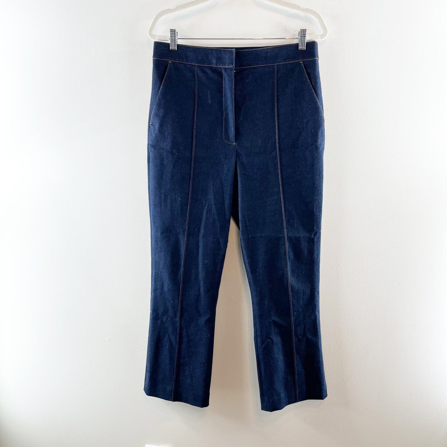 Veronica Beard Tani Tailored Flare Leg Ankle Trousers Pants Dark Oxford Blue 12