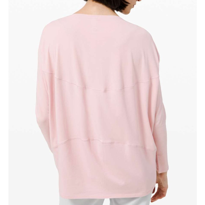 Lululemon Back in Action Long-Sleeve Boatneck Activewear T-Shirt Porcelain Pink