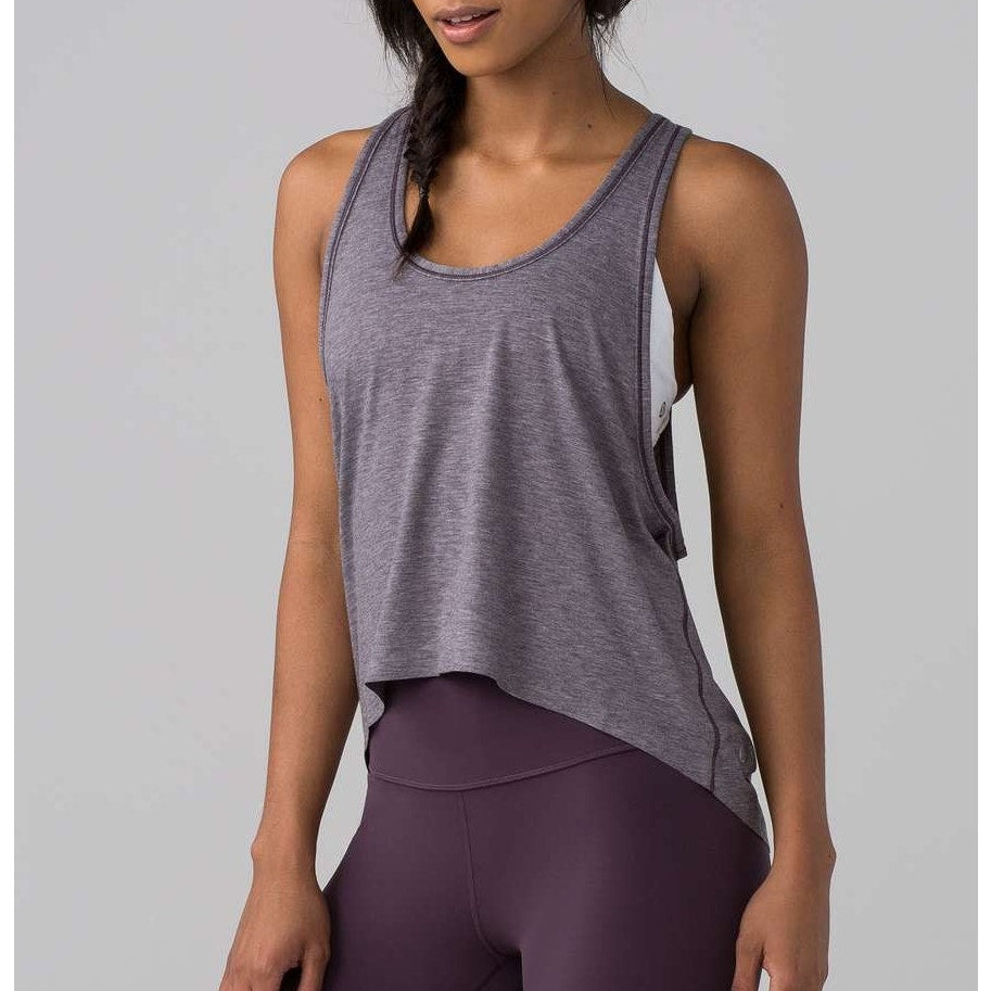 Lululemon Intended Tank Tank Top Heathered Gray Black Currant Small