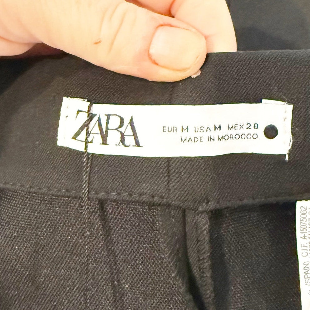 ZARA Asymmetrical Hem Mini Skirt Black Medium