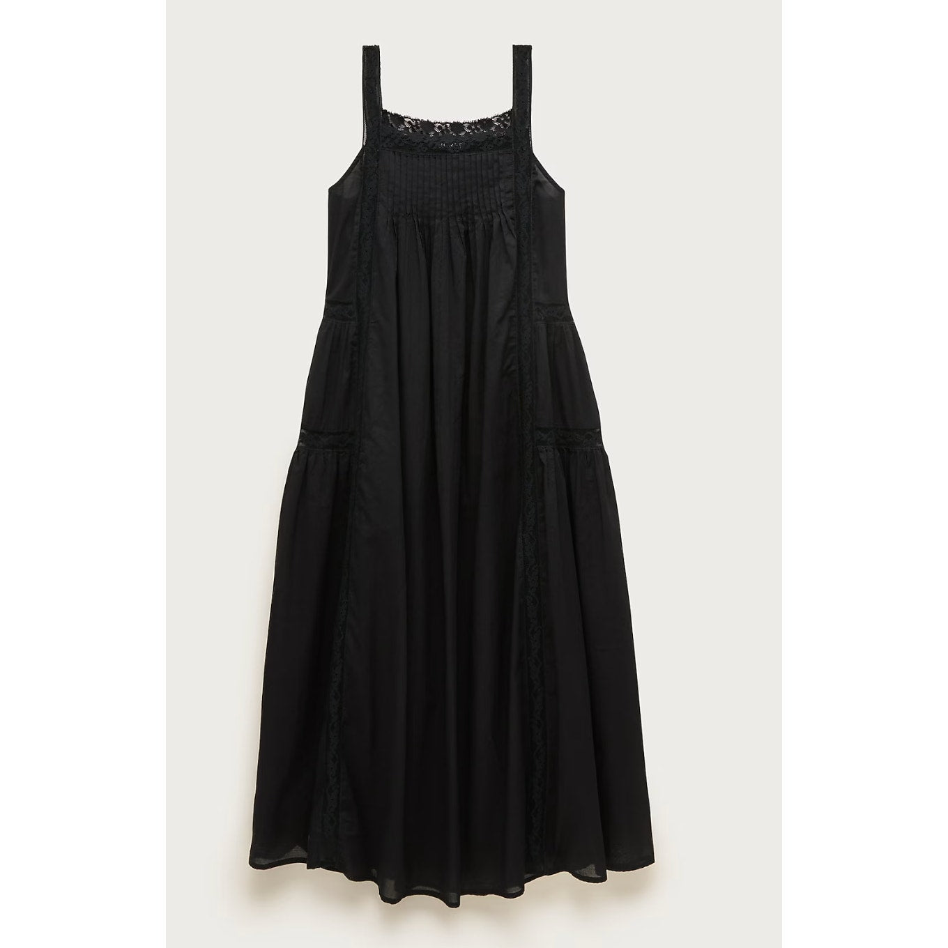 J. Crew Cotton Voile Lace Trim Maxi Sundress Black Small