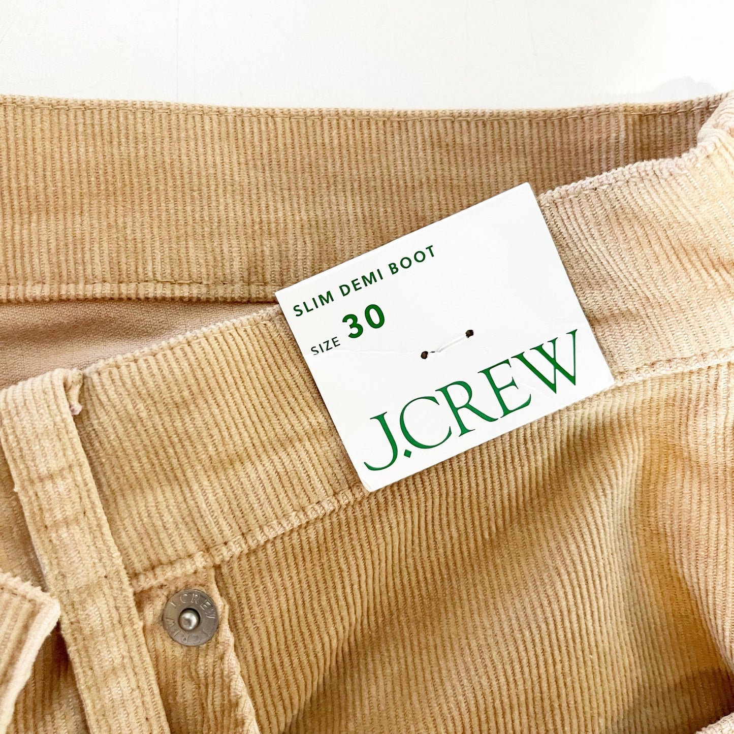 J. Crew Slim Demi Boot Cut Pants Corduroy Tan Khaki 30 / 10