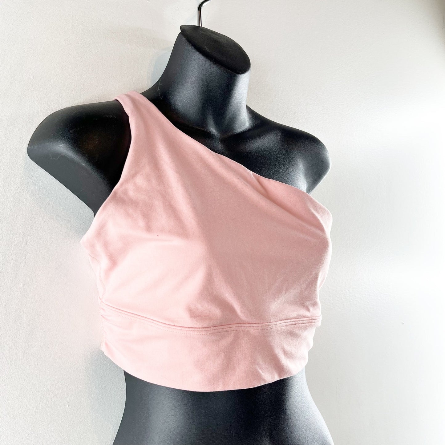 Athleta Athena Longline Sports Bra Medium Low Impact Peach Pink One Shoulder M