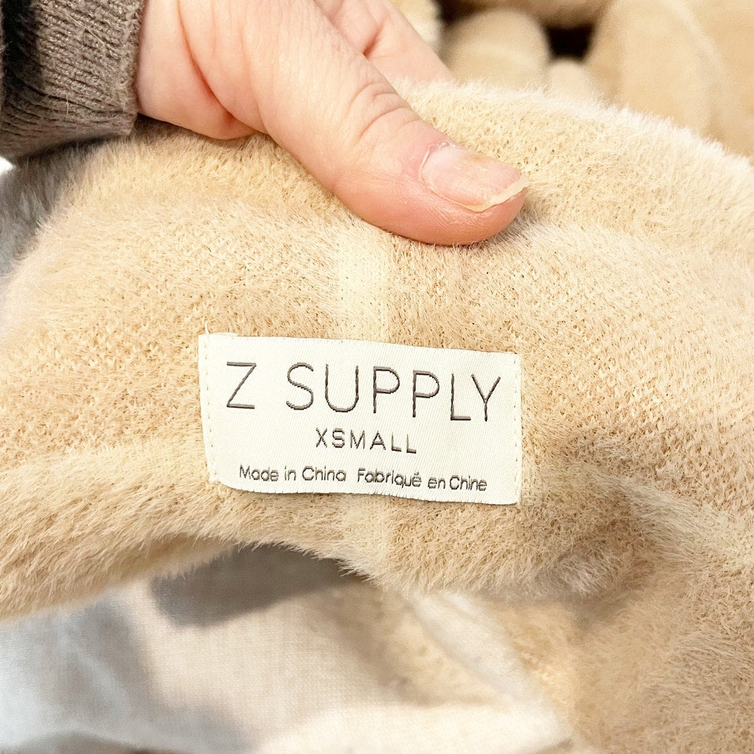 Z Supply Plaid Windowpane Anna Eyelash Blazer Jacket Camel Tan XS