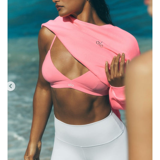 Alo Splendor Bra in Neon Bubblegum Pink Small