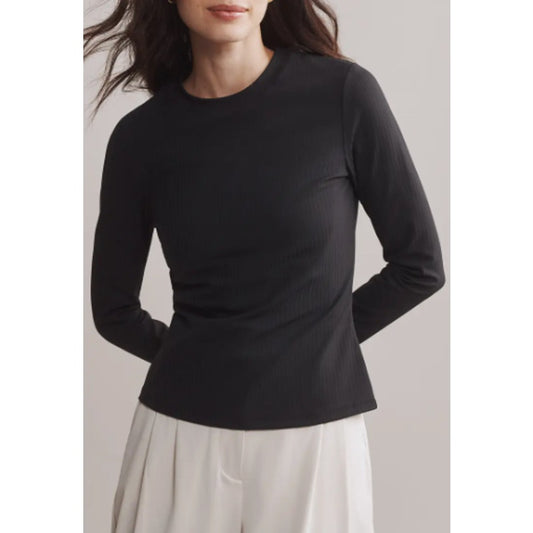 Rhone Modern Rib Long Sleeve Crew Neck Knit T-Shirt Black Small