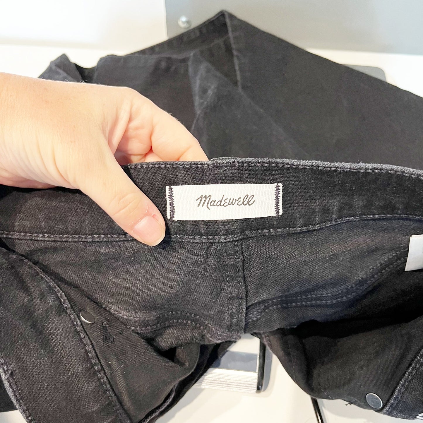 Madewell The Tall Longline Comfort Stretch Straight Leg Jeans Black Frost 26 T
