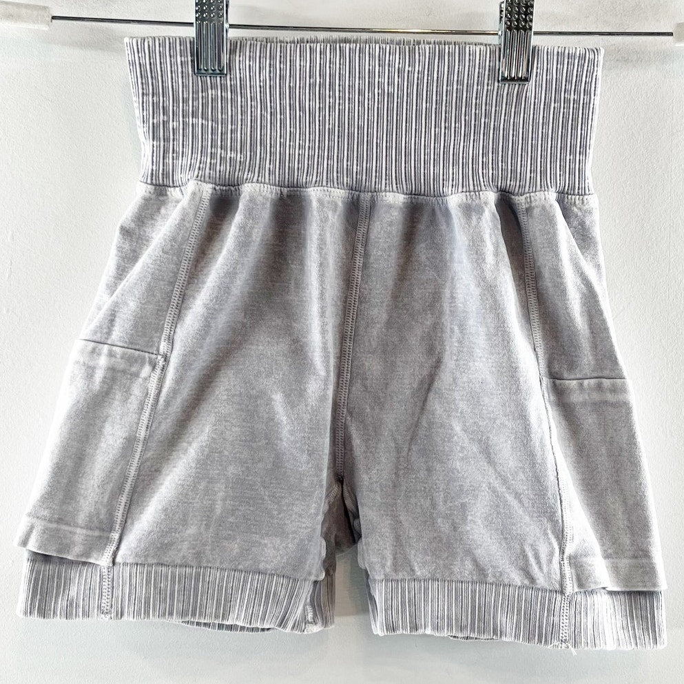 FP Movement Free People Pull On High Waisted Biker Running Shorts Gray Small