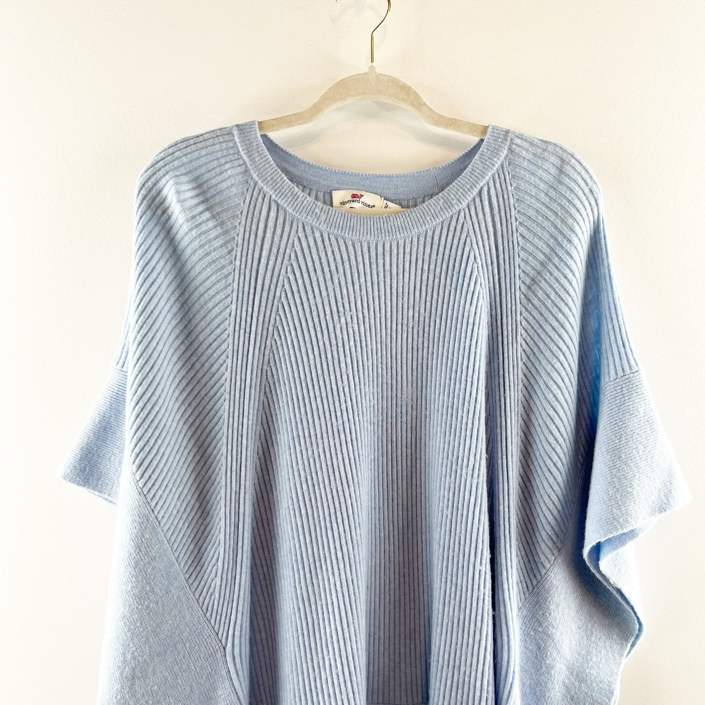 Vineyard Vines Short Sleeve Poncho Cape Sweater Blue XS / S