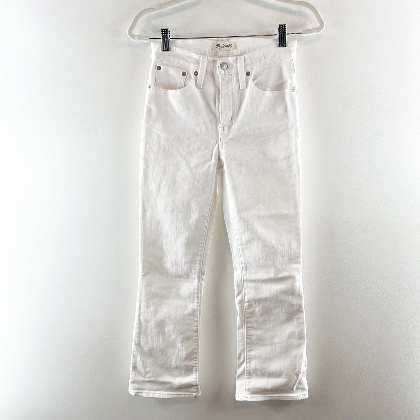 Madewell Cali Demi Boot Cut Mid Rise Cropped Jeans Pure White 25