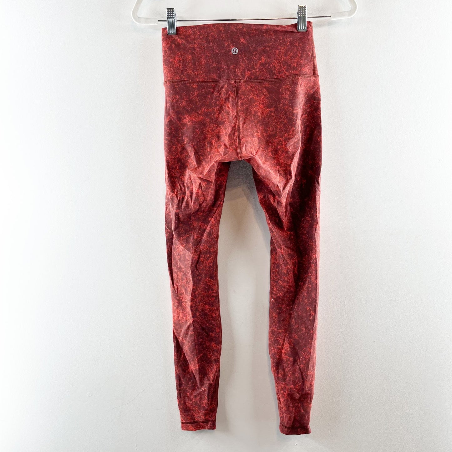 Lululemon Wunder Train High-Rise Tight 25" Denim Wash Print Autumn Red Black 6