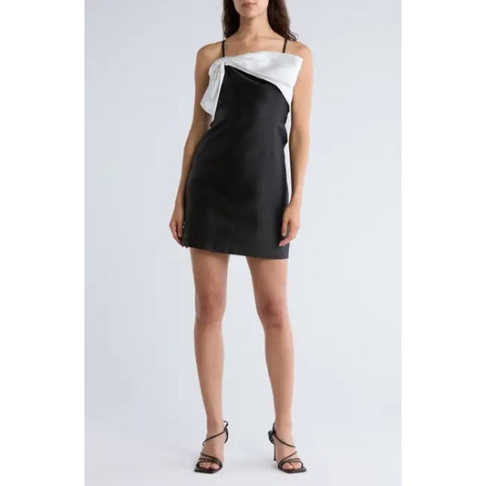 Hutch Serena Formal Cocktail Bow A Line Mini Dress White Black 12