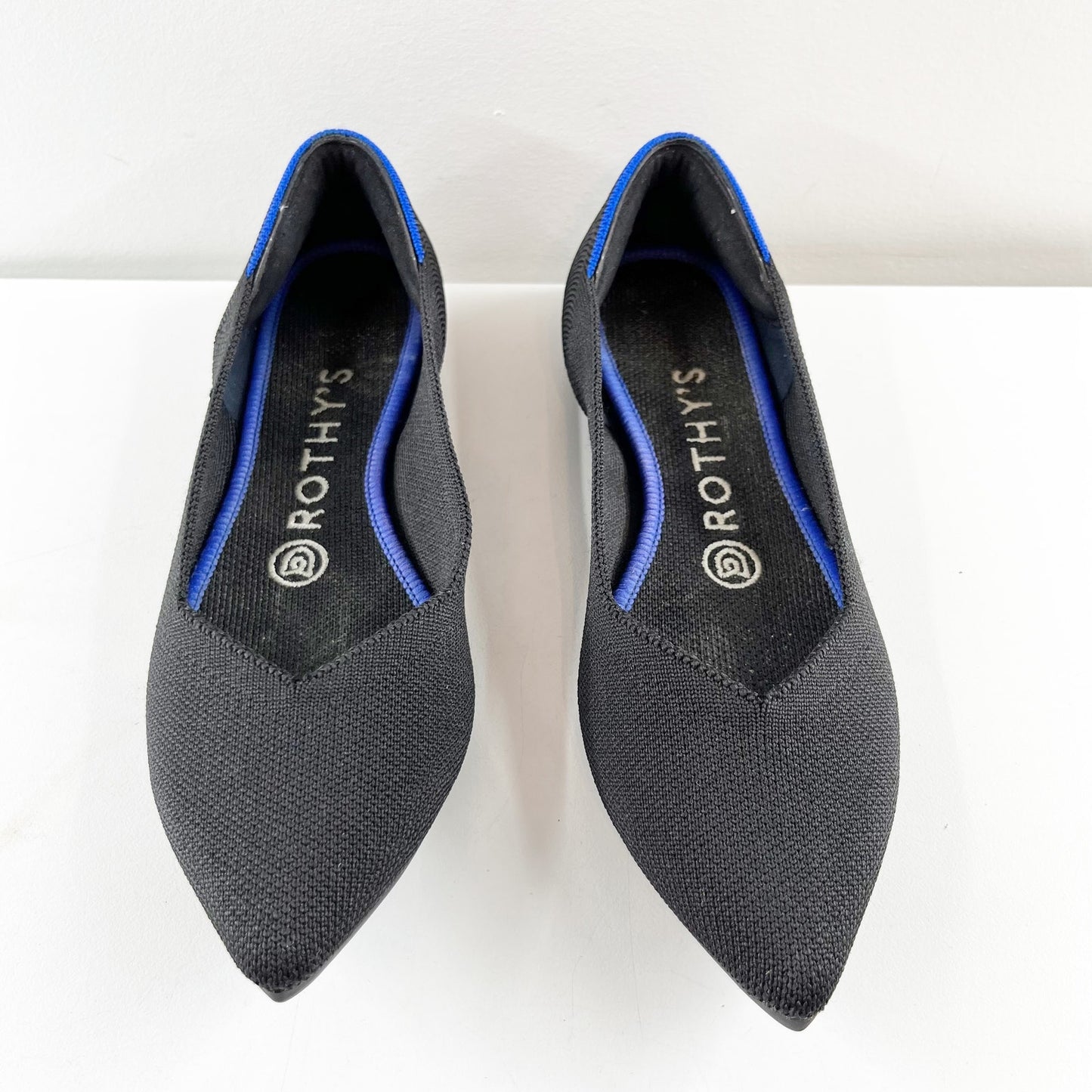 Rothy's Comfortable Soft Flexible The Point Slip On Knit Flats Black Solid 6.5