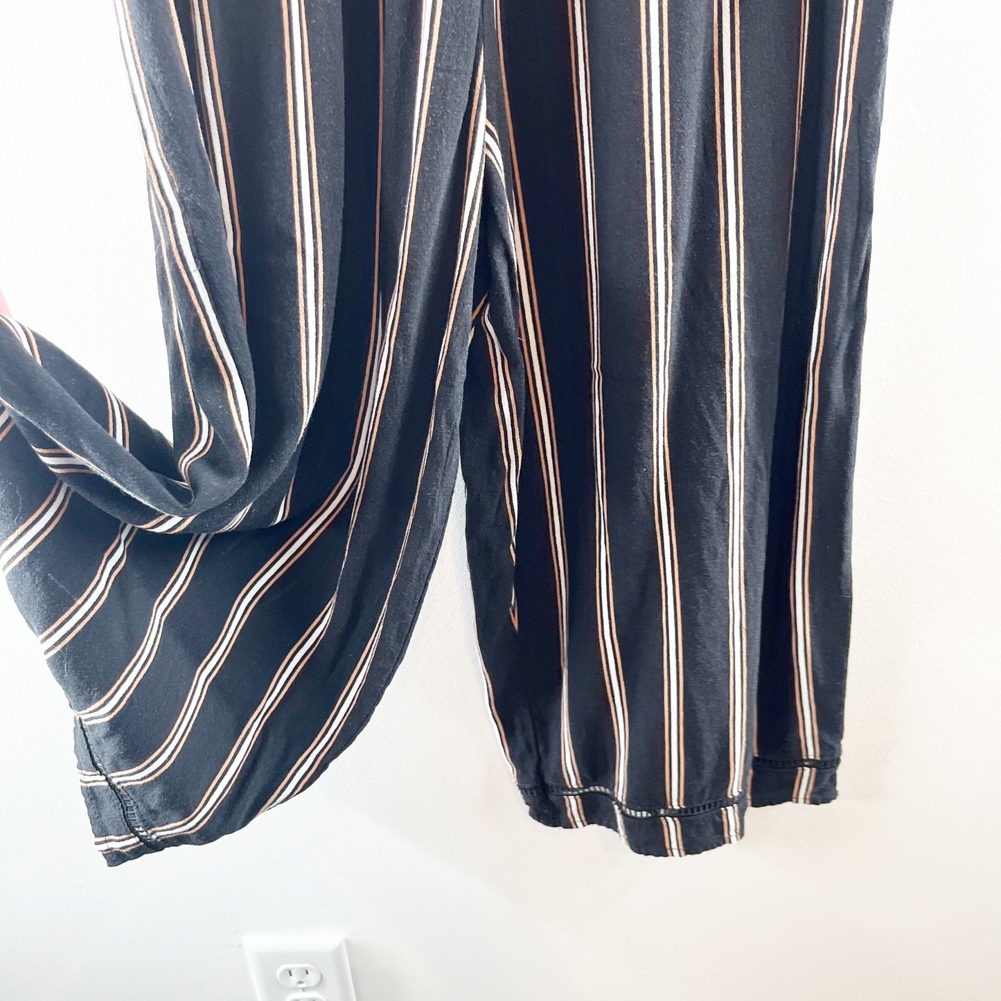 LA Hearts PacSun Striped Tank Cropped Wide Leg Jumpsuit Black XS