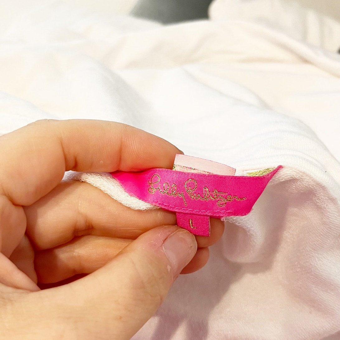 Lilly Pulitzer Belinda Off The Shoulder Long Sleeve Sweatshirt Top White Large