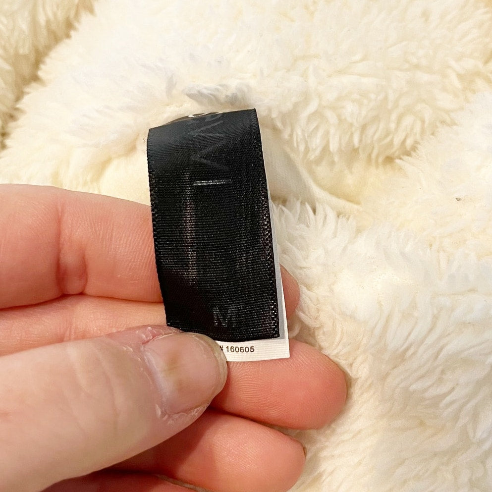 Savvi Amy Long Sleeve Full Zip Sherpa Fleece Jacket with Hood Cream Medium