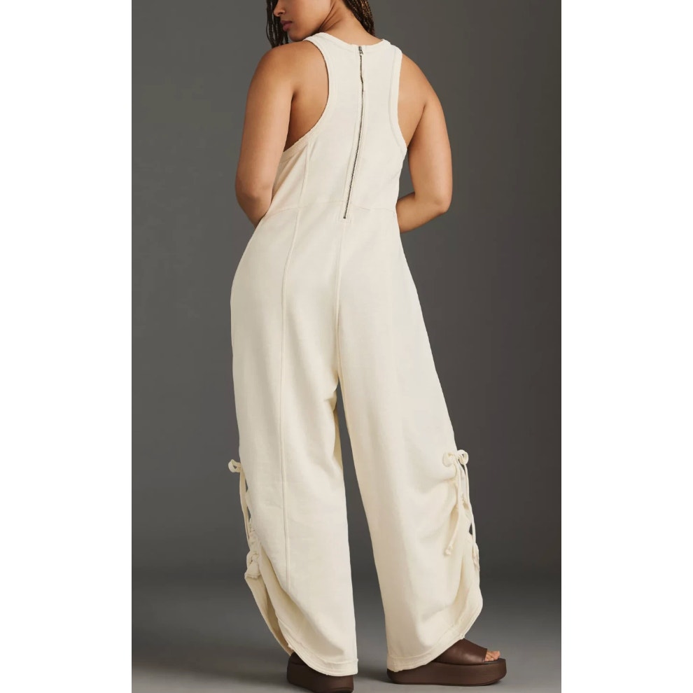 Anthropologie Daily Practice Sleeveless Relaxed Fit Wide Leg Jumpsuit Cream MP