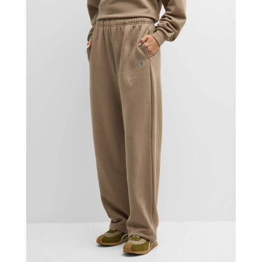Alo High Rise Accolade Straight Leg Sweatpants Gravel Brown Tan XS
