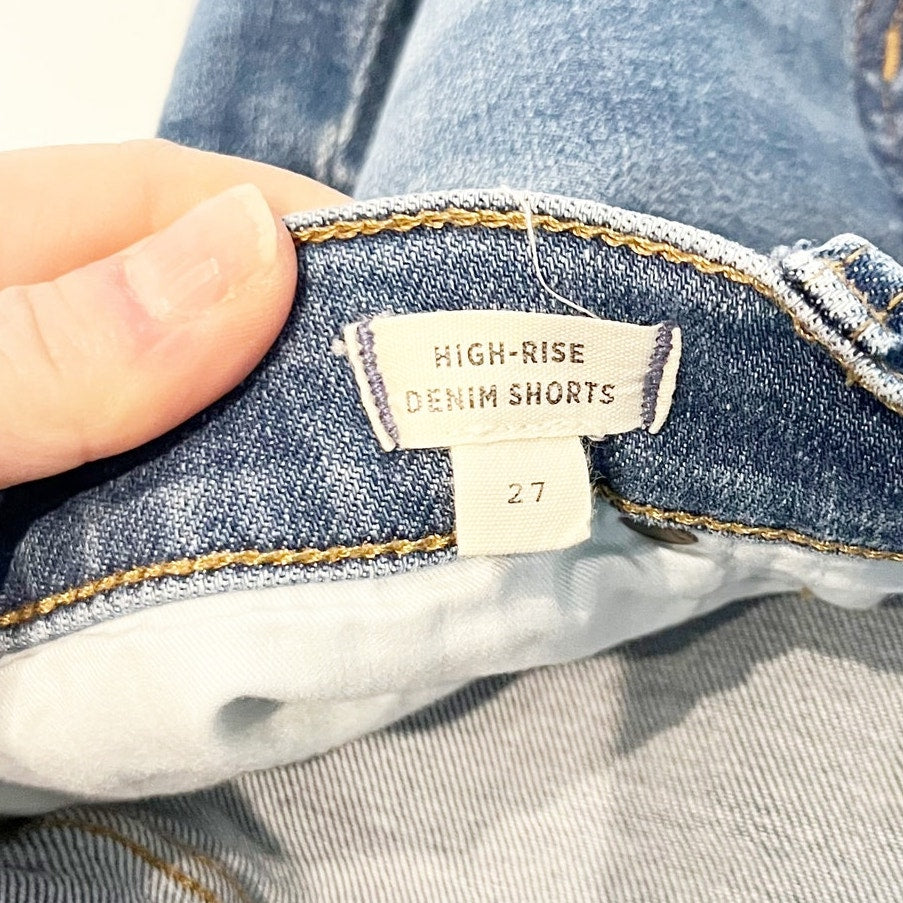 Madewell High Rise Stretch Cutoff Denim Shorts Blue 27