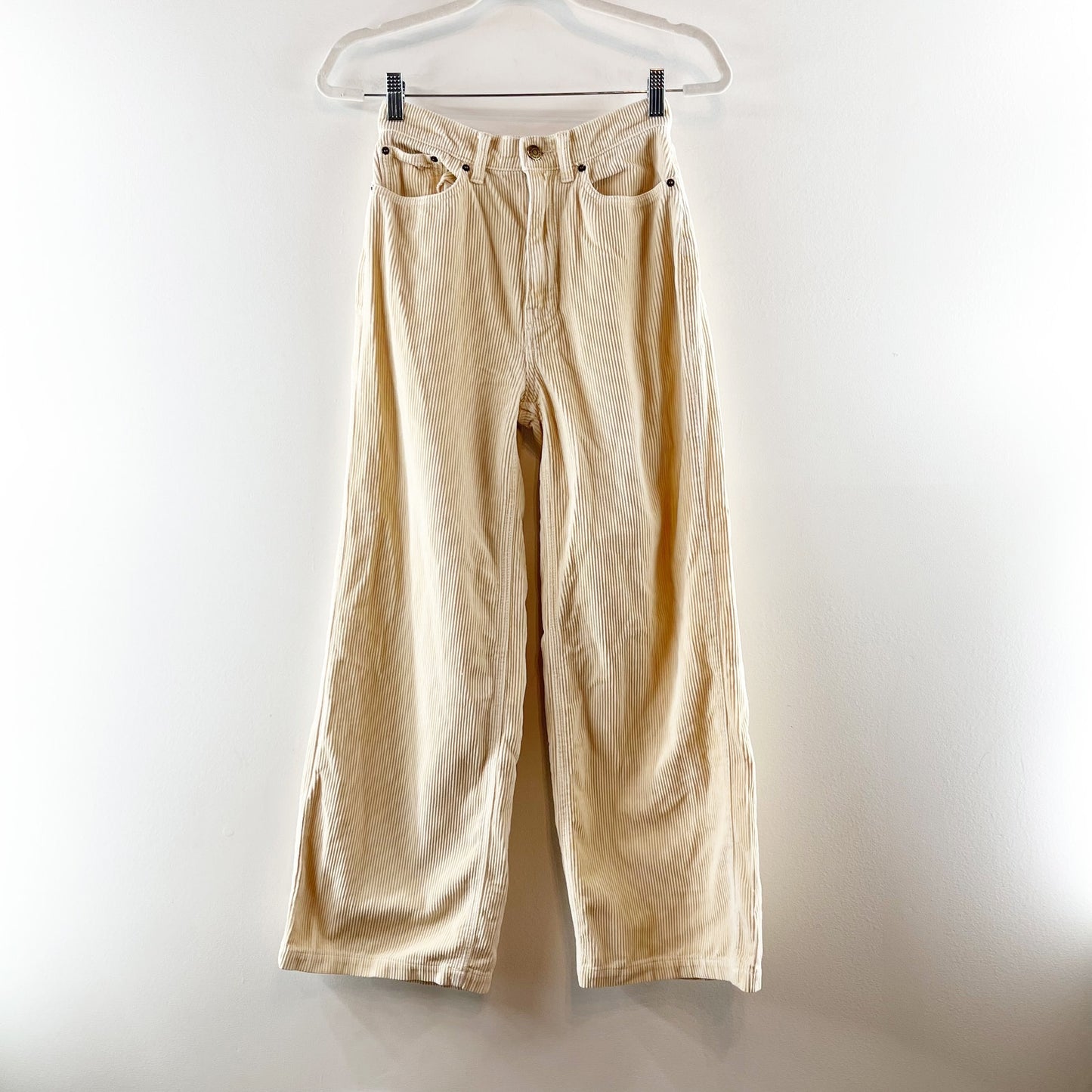 BDG High & Wide Corduroy Cotton Wide Leg Pants Cream 25 / 0