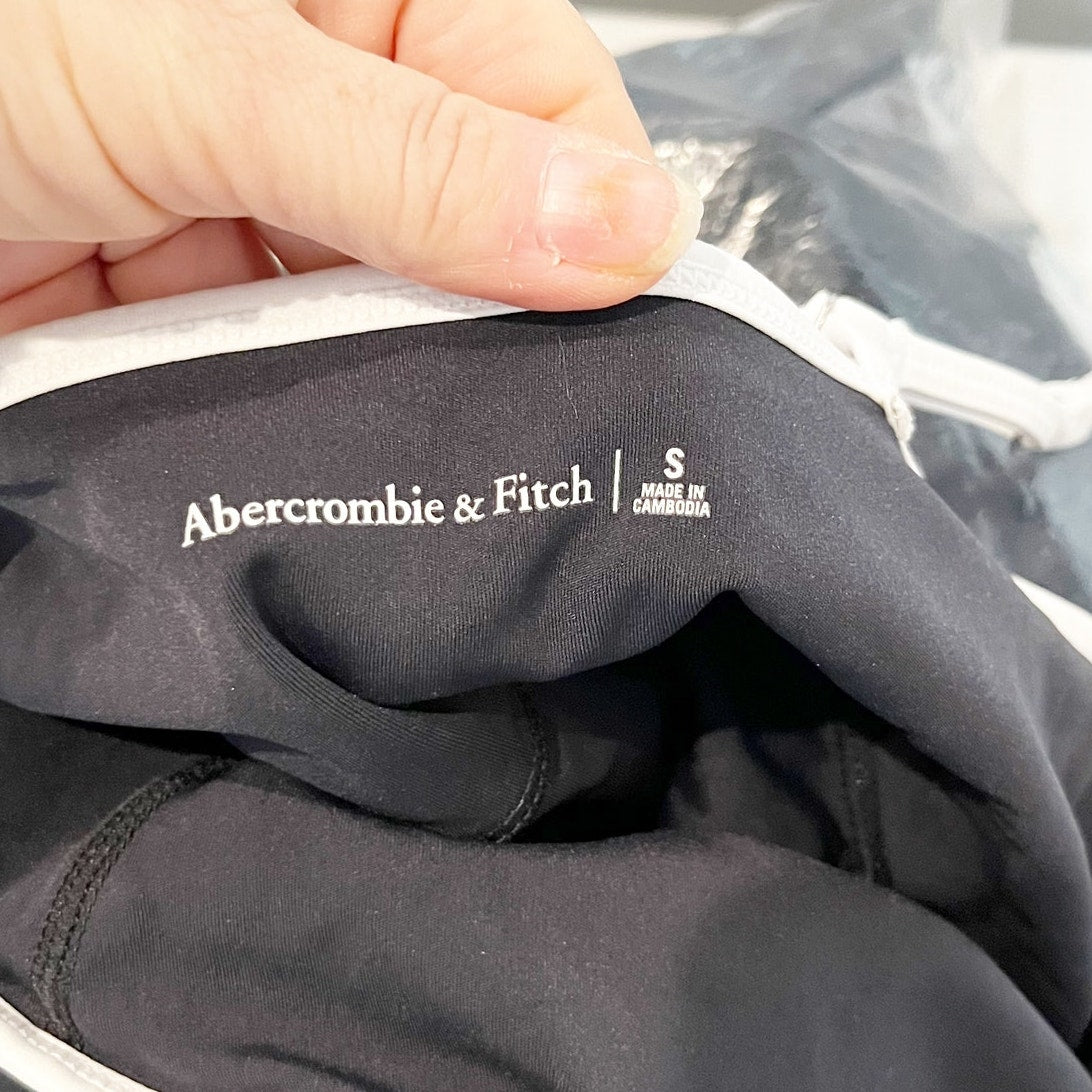 Abercrombie Traveler Active Tennis Mini Dress Black White Piping Small