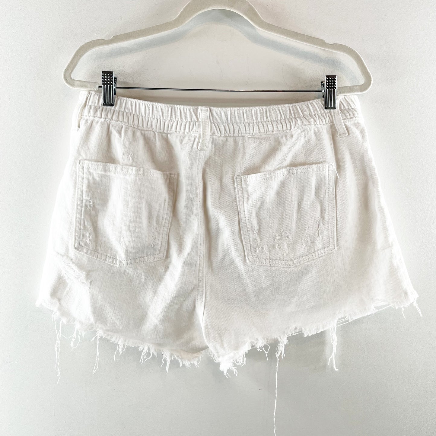Aerie Daydream High Rise Cutoff Cotton Distressed Shorts White Large