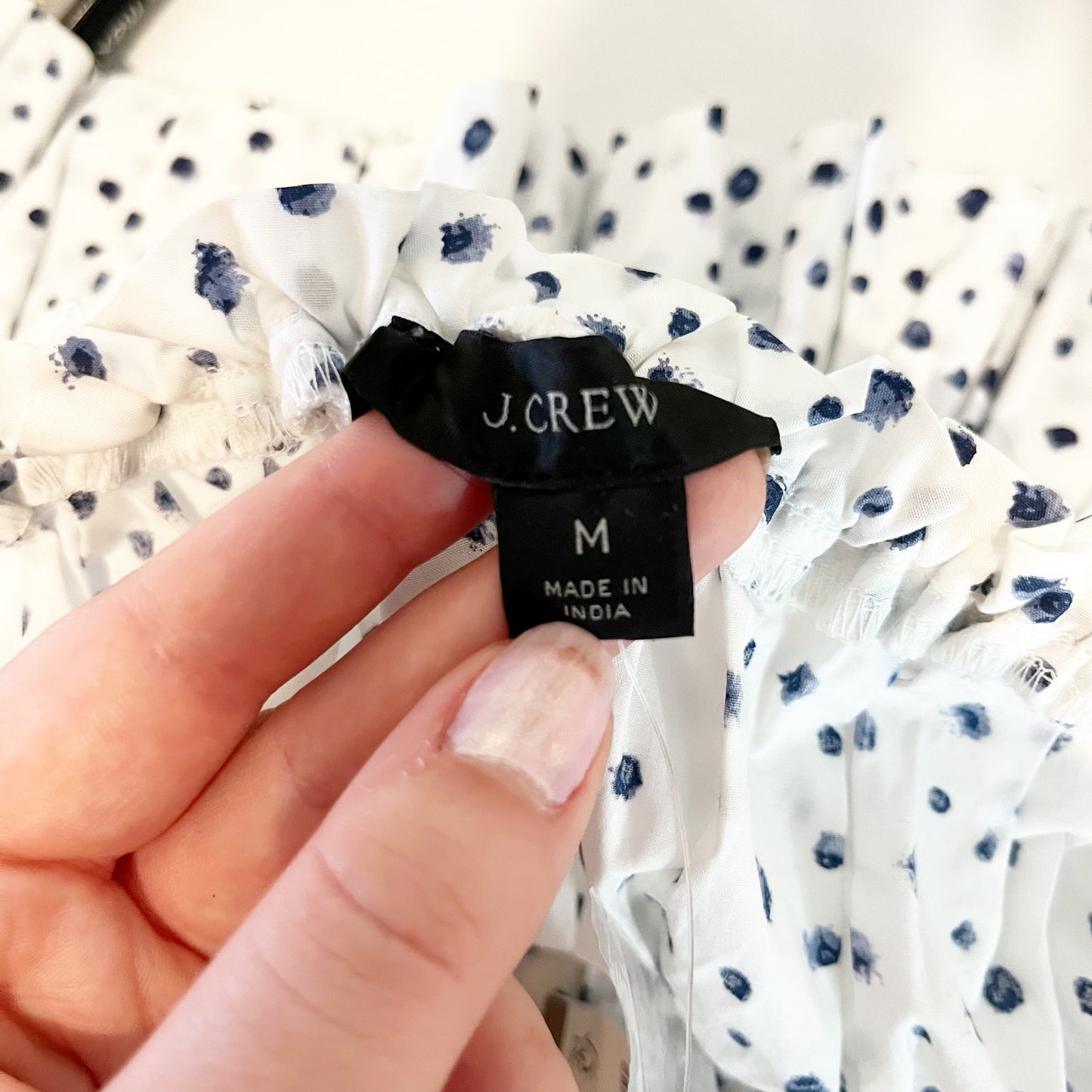 J. Crew Cinched Waist Cotton Poplin Button Up Polka Dot Tank Top White Medium
