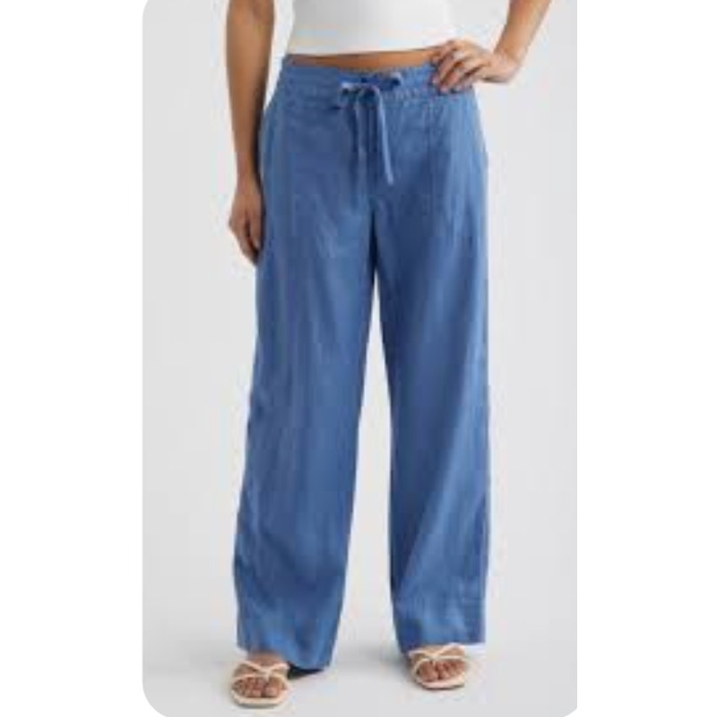 Victoria's Secret Low Rise Linen Wide Leg Beach Pants Blue 0