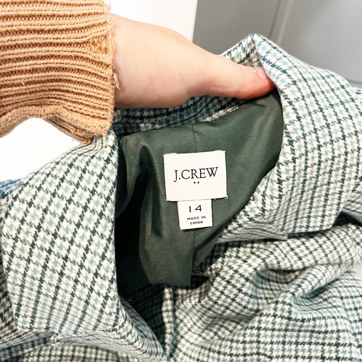 J. Crew Herringbone Wool Blend Schoolboy Blazer Jacket Green 14