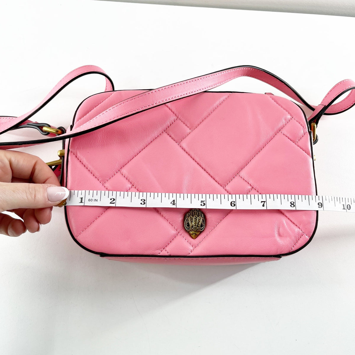 Kurt Geiger London Kensington Pink Leather Crossbody Bag Purse