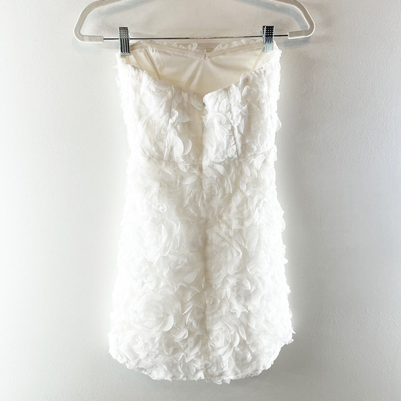 Selfie Leslie In Paris Embellished Strapless Rosette Mini Dress White XS